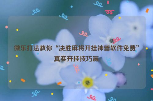 微乐打法教你“决胜麻将开挂神器软件免费”真实开挂技巧赢