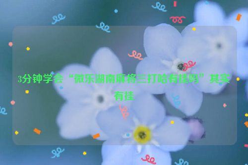 3分钟学会“微乐湖南麻将三打哈有挂吗”其实有挂