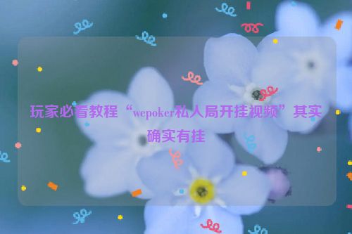 玩家必看教程“wepoker私人局开挂视频”其实确实有挂