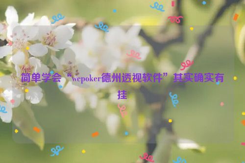 简单学会“wepoker德州透视软件”其实确实有挂