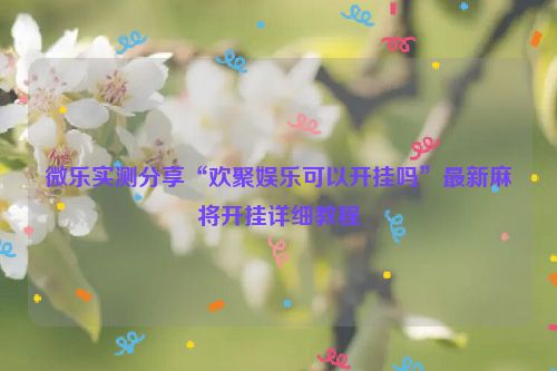 微乐实测分享“欢聚娱乐可以开挂吗”最新麻将开挂详细教程