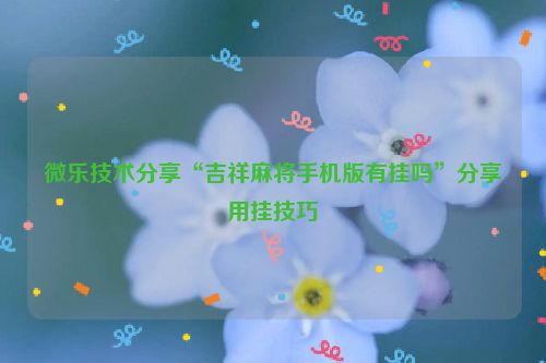 微乐技术分享“吉祥麻将手机版有挂吗”分享用挂技巧
