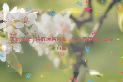 重磅揭秘“决胜麻将内蒙一口香有挂吗”真实有挂