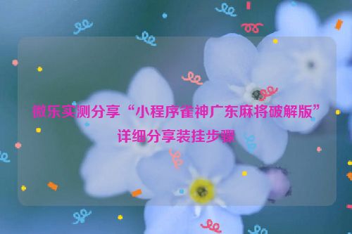 微乐实测分享“小程序雀神广东麻将破解版”详细分享装挂步骤