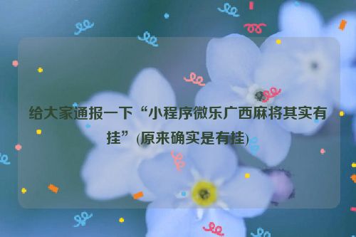 给大家通报一下“小程序微乐广西麻将其实有挂”(原来确实是有挂)
