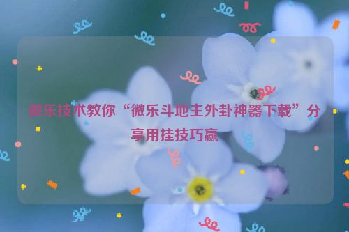 微乐技术教你“微乐斗地主外卦神器下载”分享用挂技巧赢