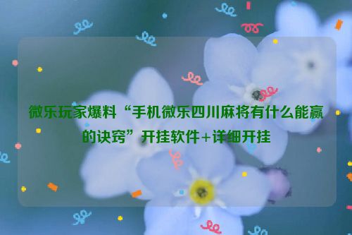 微乐玩家爆料“手机微乐四川麻将有什么能赢的诀窍”开挂软件+详细开挂
