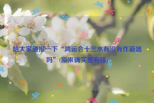 给大家通报一下“鸿运会十三水有没有作蔽器吗”(原来确实是有挂)
