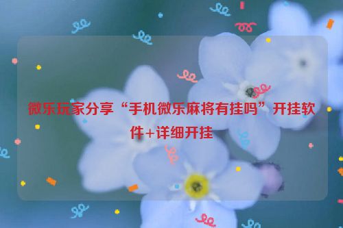 微乐玩家分享“手机微乐麻将有挂吗”开挂软件+详细开挂