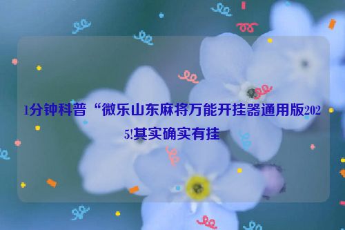 1分钟科普“微乐山东麻将万能开挂器通用版2025!其实确实有挂