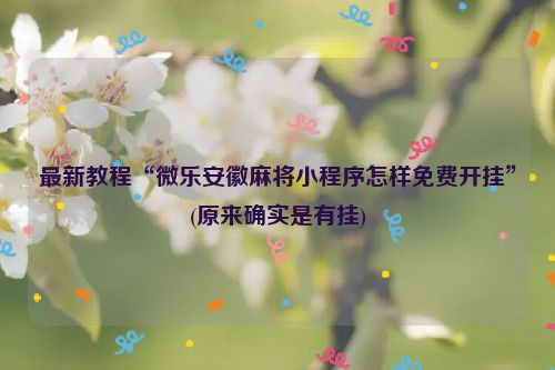 最新教程“微乐安徽麻将小程序怎样免费开挂”(原来确实是有挂)