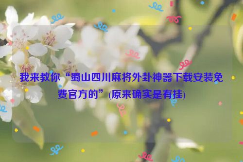 我来教你“蜀山四川麻将外卦神器下载安装免费官方的”(原来确实是有挂)