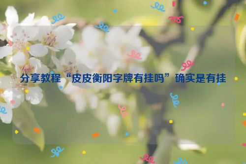 分享教程“皮皮衡阳字牌有挂吗”确实是有挂