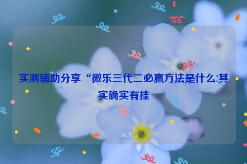 实测辅助分享“微乐三代二必赢方法是什么!其实确实有挂