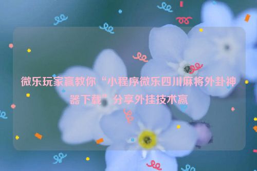 微乐玩家赢教你“小程序微乐四川麻将外卦神器下载”分享外挂技术赢