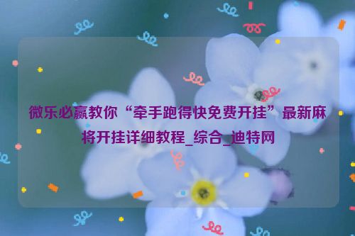 微乐必赢教你“牵手跑得快免费开挂”最新麻将开挂详细教程_综合_迪特网