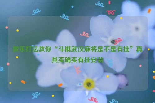 微乐打法教你“斗棋武汉麻将是不是有挂”真其实确实有挂安装