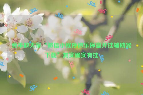 我来教大家“微信小程序微乐保皇开挂辅助器下载”其实确实有挂