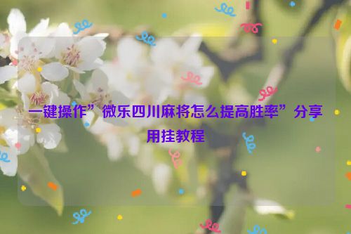 一键操作”微乐四川麻将怎么提高胜率”分享用挂教程