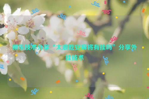 微乐技术分享“太浪乾安麻将有挂吗”分享外挂技术