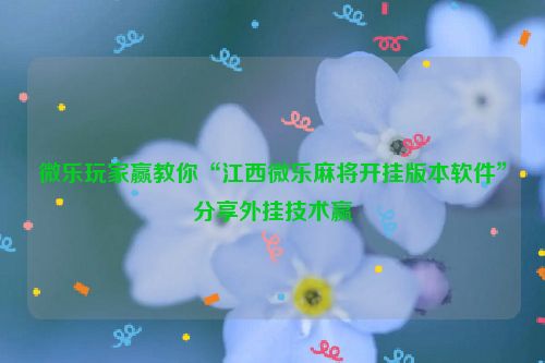 微乐玩家赢教你“江西微乐麻将开挂版本软件”分享外挂技术赢