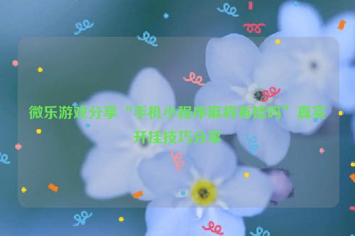 微乐游戏分享“手机小程序麻将有挂吗”真实开挂技巧分享