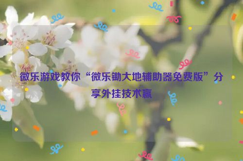 微乐游戏教你“微乐锄大地辅助器免费版”分享外挂技术赢