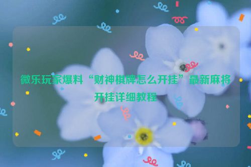 微乐玩家爆料“财神棋牌怎么开挂”最新麻将开挂详细教程