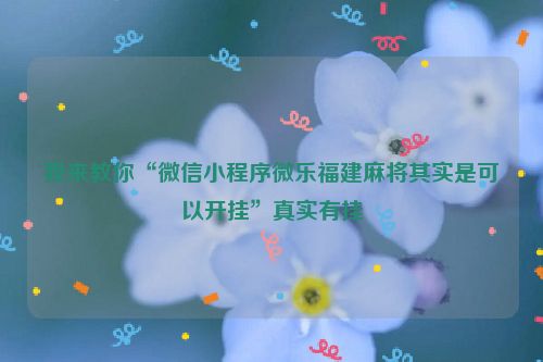 我来教你“微信小程序微乐福建麻将其实是可以开挂”真实有挂