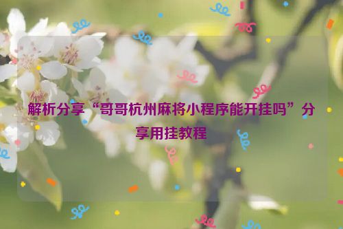 解析分享“哥哥杭州麻将小程序能开挂吗”分享用挂教程
