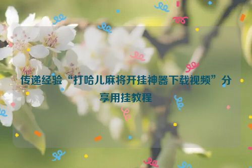 传递经验“打哈儿麻将开挂神器下载视频”分享用挂教程