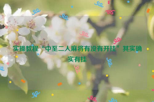 实操教程“中至二人麻将有没有开挂”其实确实有挂