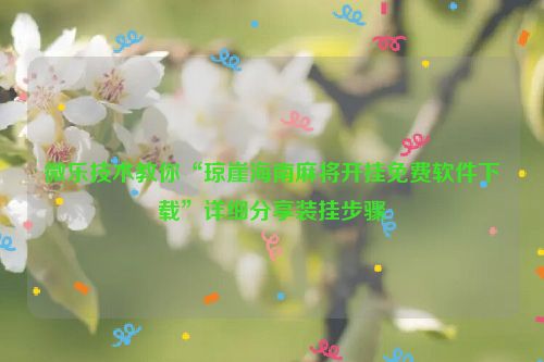 微乐技术教你“琼崖海南麻将开挂免费软件下载”详细分享装挂步骤