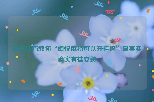 微乐技巧教你“闽悦麻将可以开挂吗”真其实确实有挂安装
