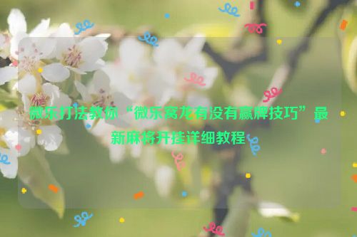 微乐打法教你“微乐窝龙有没有赢牌技巧”最新麻将开挂详细教程