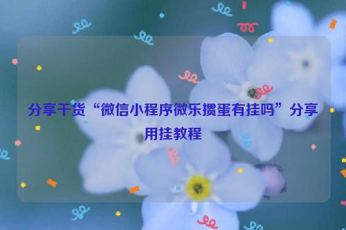 分享干货“微信小程序微乐掼蛋有挂吗”分享用挂教程