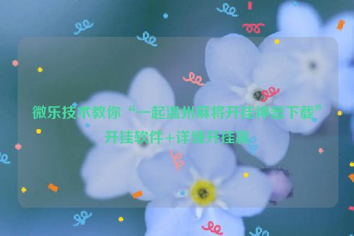 微乐技术教你“一起温州麻将开挂神器下载”开挂软件+详细开挂赢