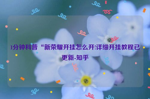 1分钟科普“新荣耀开挂怎么开!详细开挂教程已更新-知乎