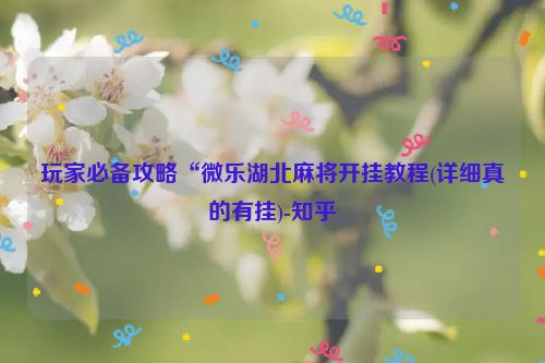 玩家必备攻略“微乐湖北麻将开挂教程(详细真的有挂)-知乎