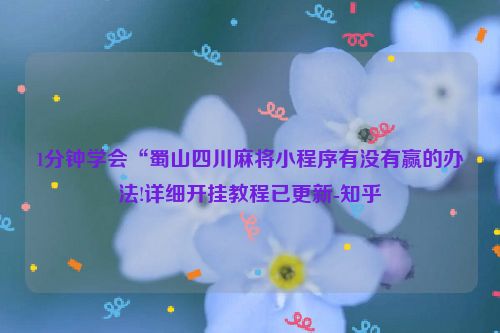 1分钟学会“蜀山四川麻将小程序有没有赢的办法!详细开挂教程已更新-知乎
