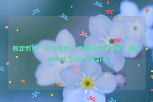 最新教程“微乐陕西三代辅助器免费版”确实是有挂_国际_喜临门