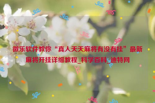 微乐软件教你“真人天天麻将有没有挂”最新麻将开挂详细教程_科学百科_迪特网