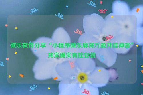 微乐软件分享“小程序微乐麻将万能开挂神器”其实确实有挂安装