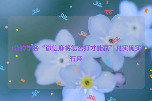 1分钟学会“微信麻将怎么打才能赢”其实确实有挂