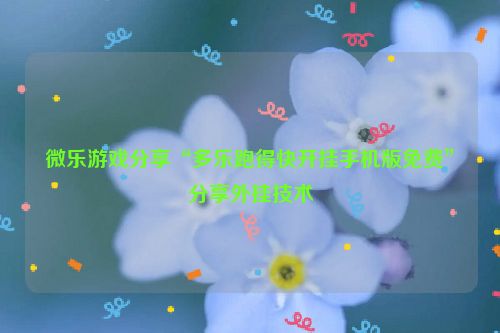 微乐游戏分享“多乐跑得快开挂手机版免费”分享外挂技术