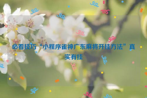 必看技巧“小程序雀神广东麻将开挂方法”真实有挂