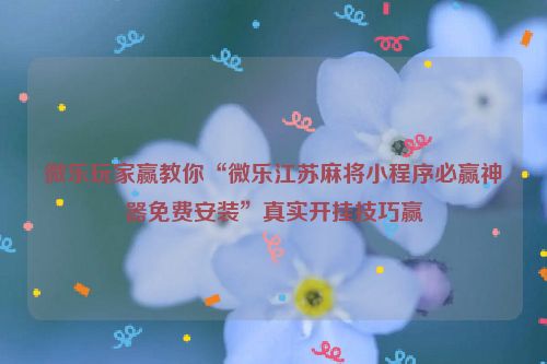 微乐玩家赢教你“微乐江苏麻将小程序必赢神器免费安装”真实开挂技巧赢