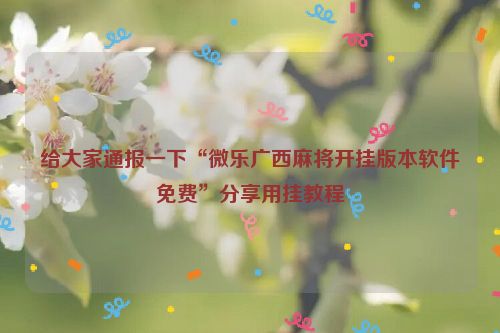 给大家通报一下“微乐广西麻将开挂版本软件免费”分享用挂教程