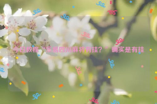 今日教程“乐易四川麻将有挂？”确实是有挂
