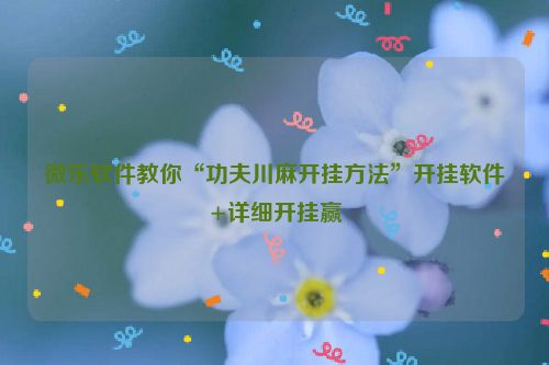 微乐软件教你“功夫川麻开挂方法”开挂软件+详细开挂赢